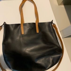 Live FashionABLE Leather Purse. Black and Tan.